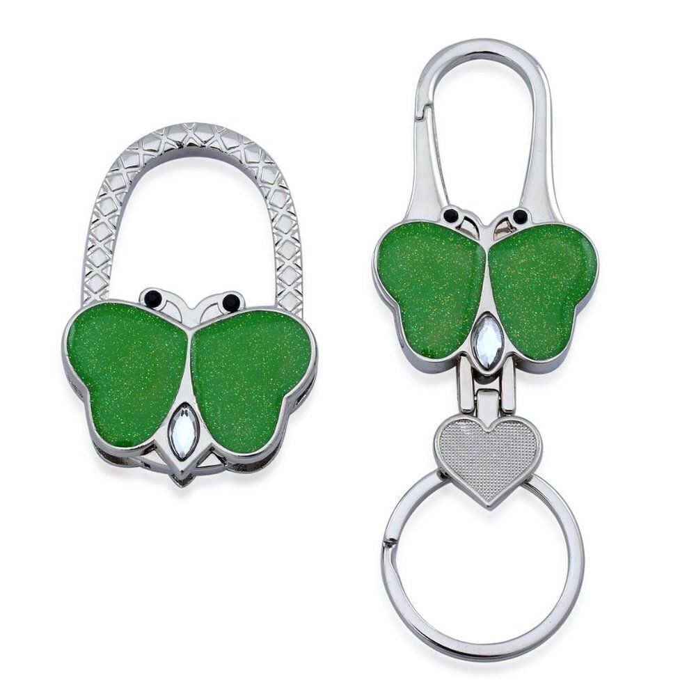 Butterfly Purse Holder and Key Chain Set Green